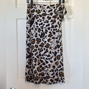 Urban Romantics Leopard Print Midi Wrap Skirt Size Small